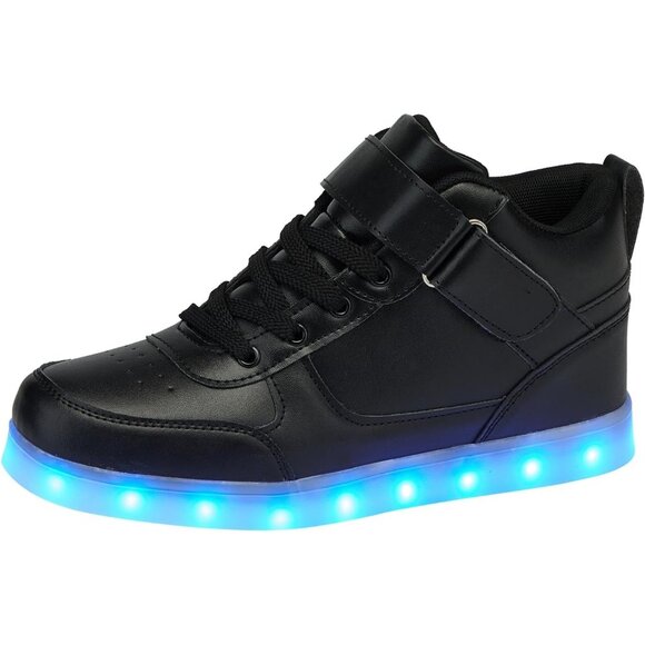 ⚡Unisex Black High Top USB Charging Light Up Shoes Sports LED Dancing Sneakers - Picture 1 of 7